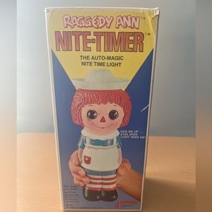 NIB RAGGEDY ANN NITE-TIMER with Original Box 1976 DOLL/Figurine